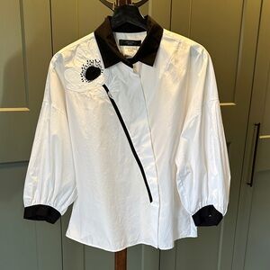 MaxMara Weekend White and Black Blouse with Floral Detail 12